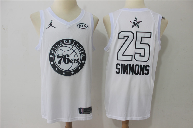 Men Philadelphia 76ers #25 Simmons White 2108 All Stars NBA Jerseys->boston celtics->NBA Jersey
